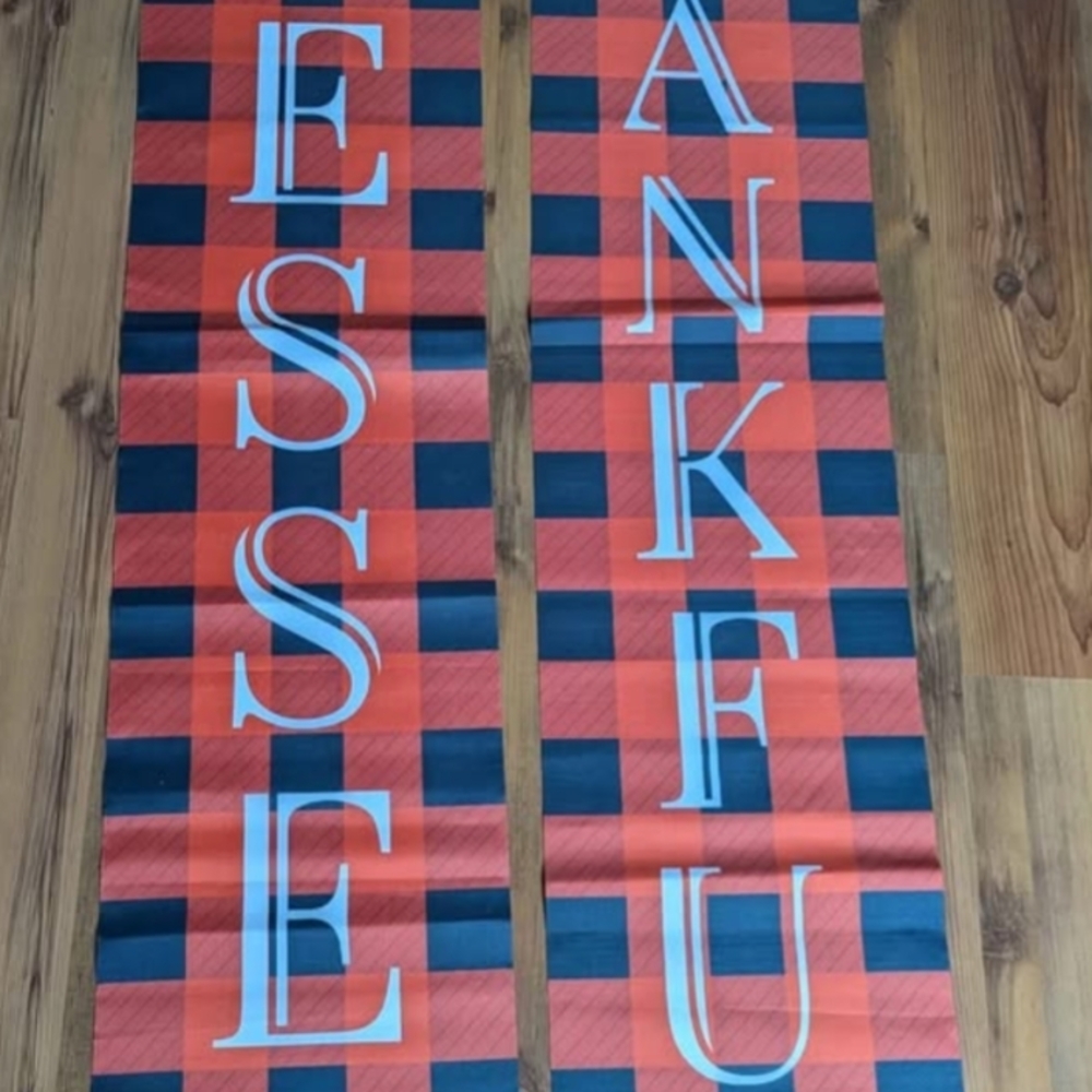 Brand New Blessed And Thankful Thanksgiving Porch Banners